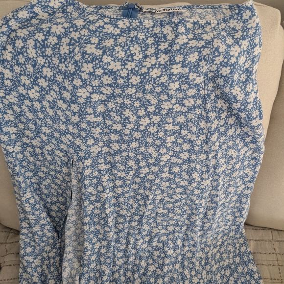 Reformation Zoe Skirt in Azzurro Light Blue White Floral Midi Slit High Rise - Picture 12 of 16